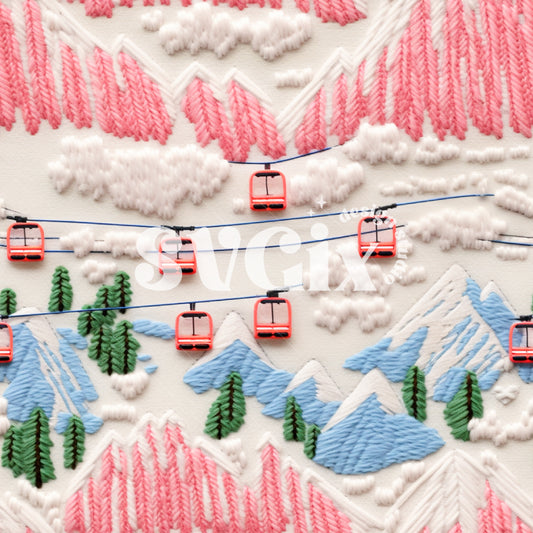 Ski Lifts Seamless Pattern