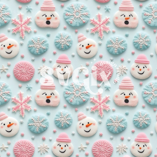 Fun Snowman Felt Seamless Pattern