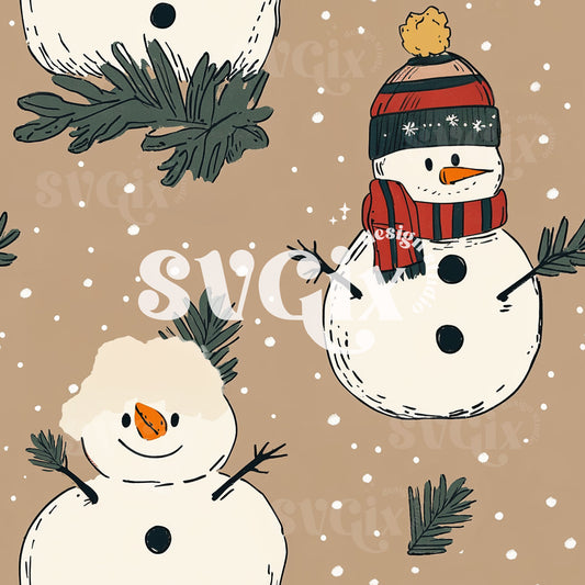 Snowmen Christmas Seamless Pattern II