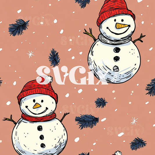 Snowmen Christmas Seamless Pattern