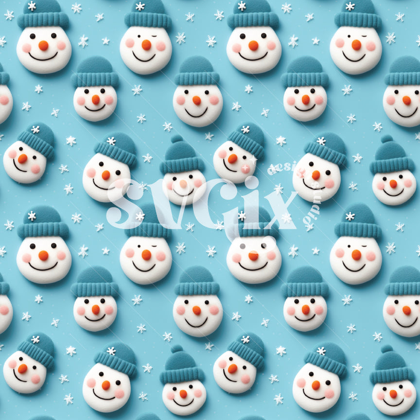 Snowmen Tiffany Blue Seamless Pattern