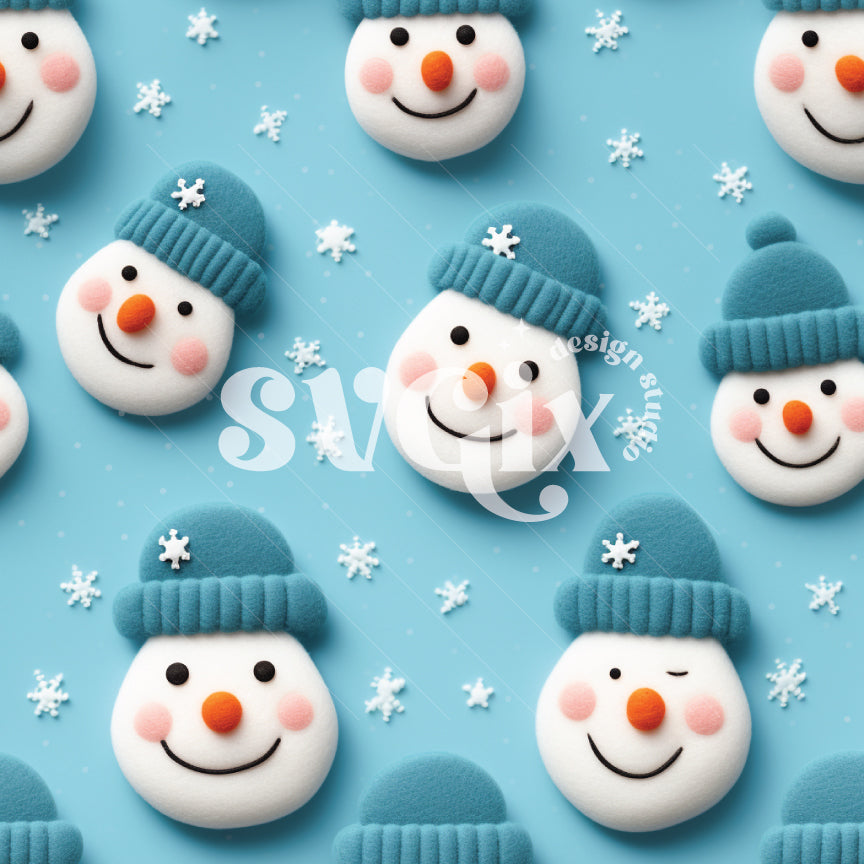 Snowmen Tiffany Blue Seamless Pattern