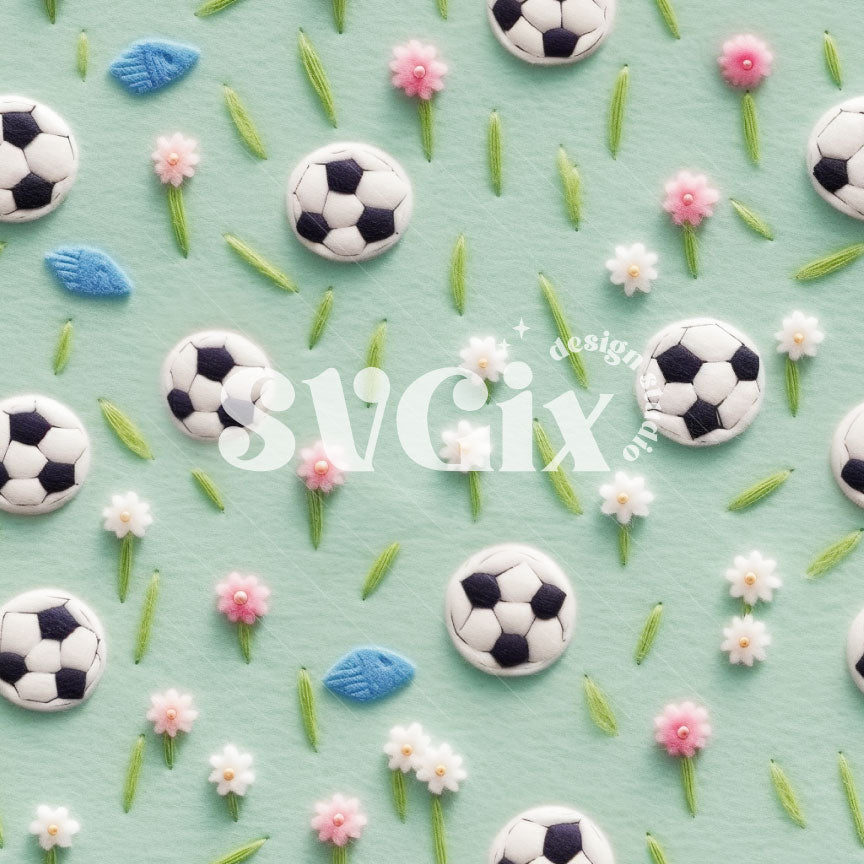 Soccer Inspired Embroidery Seamless Pattern