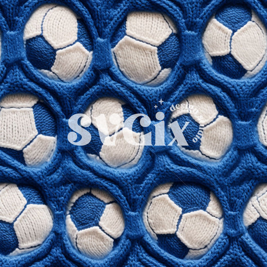 Soccer Inspired Knit Embroidery Seamless Pattern