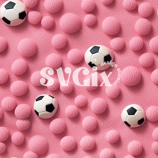 Soccer on Pink Background Seamless Pattern