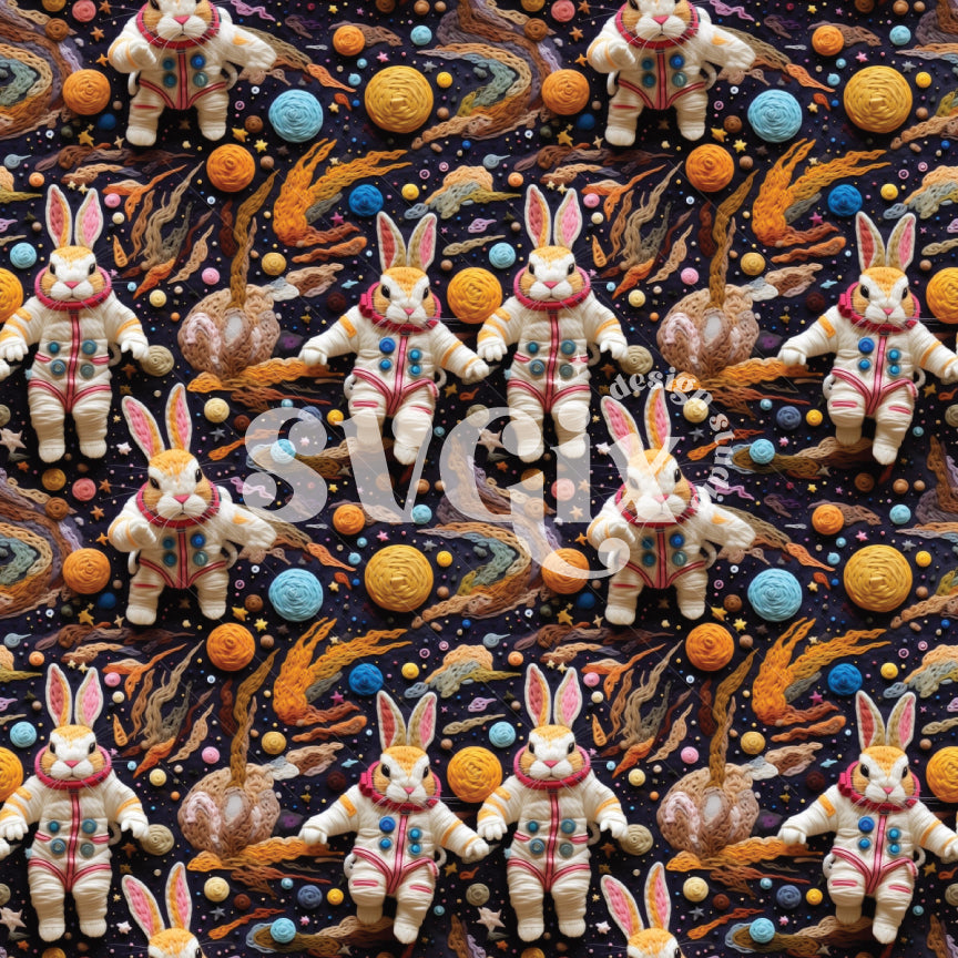 Space Bunny Crew Seamless Pattern