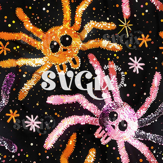 Sparkling Spiders - Glittering Halloween Seamless
