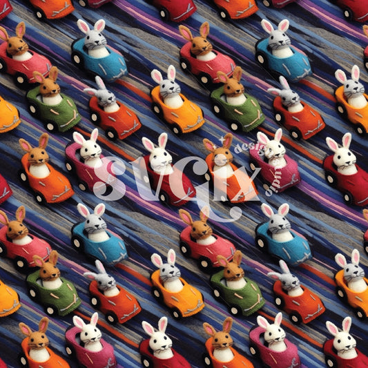 Speedy Bunnies Seamless Pattern