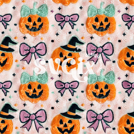 Spooky Sweet - Jack-o Lantern Embroidery Seamless Pattern