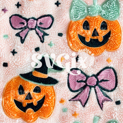 Spooky Sweet - Jack-o Lantern Embroidery Seamless Pattern