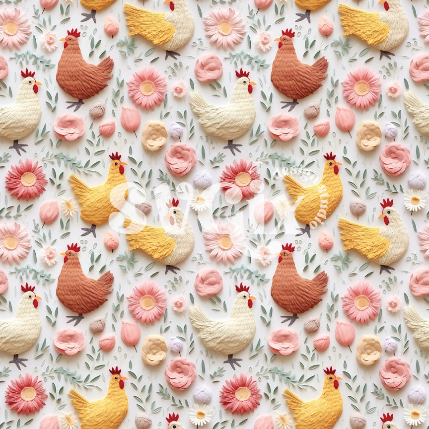 Spring Chickens Seamless Pattern