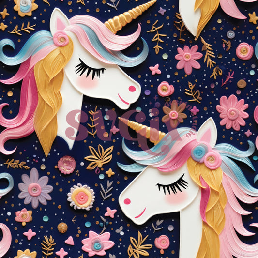 Spring Night Unicorns Seamless Pattern