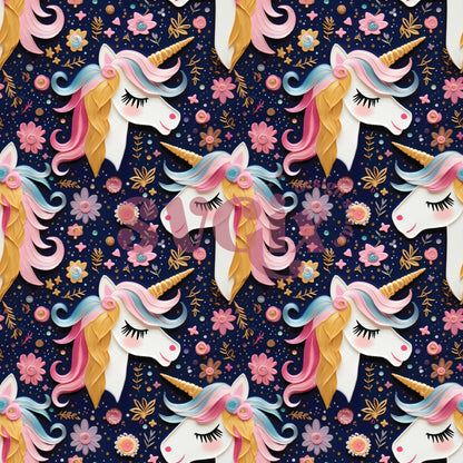 Spring Night Unicorns Seamless Pattern