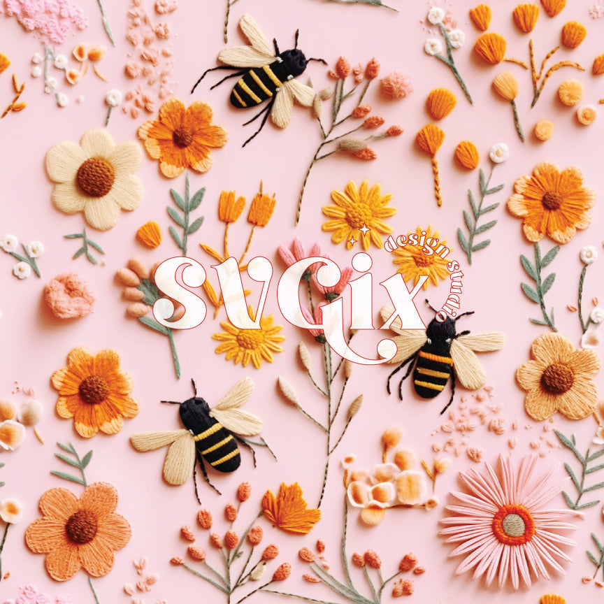 Springtime Bees Seamless Pattern