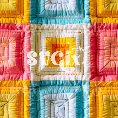 Squares Rainbow Quilt Seamless Pattern