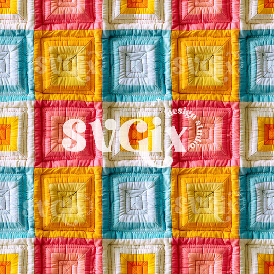 Squares Rainbow Quilt Seamless Pattern