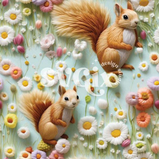 Squirrels and Daisy Dreams Seamless