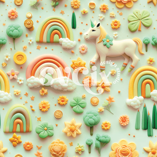 St Patricks Unicorn Seamless Pattern