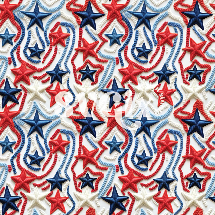 Stars Red and Blue Seamless Pattern