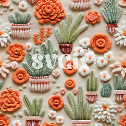 Succulents Floral Seamless Pattern