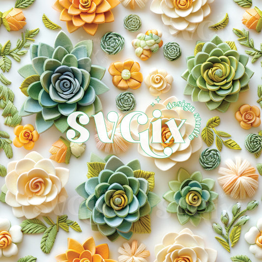 Succulents Seamless Pattern