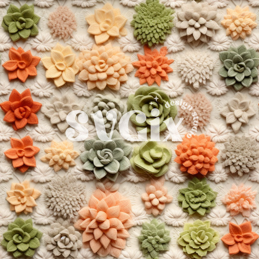 Succulents Tile 3d Seamless Pattern