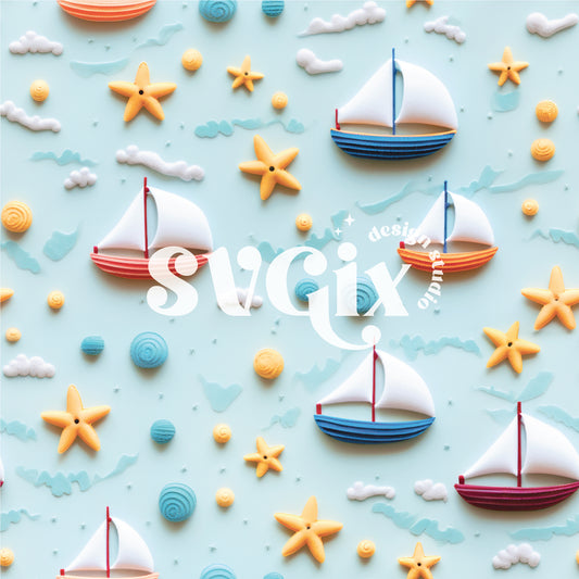 Summer Boats Seamless Pattern