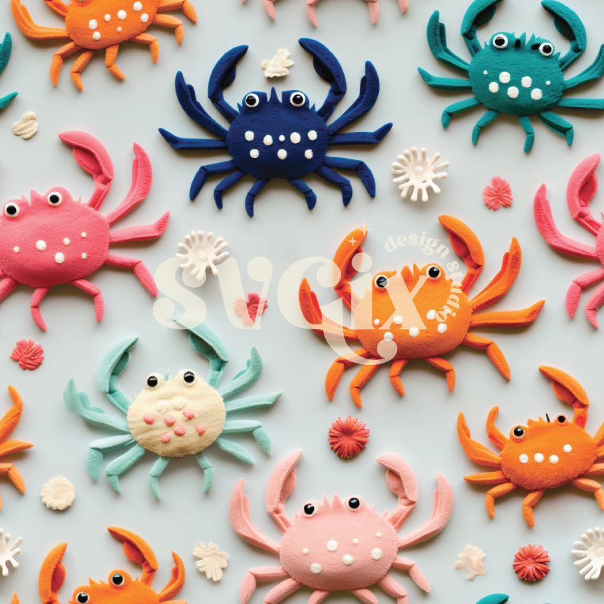 Summer Crabs Seamless Pattern