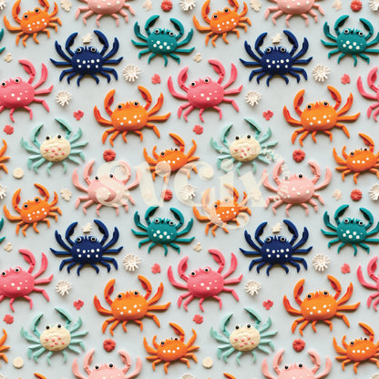 Summer Crabs Seamless Pattern