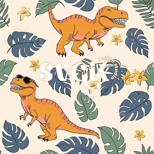 Summer Dinosaurs Seamless Pattern