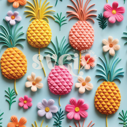 Summer Pineapples Seamless Pattern