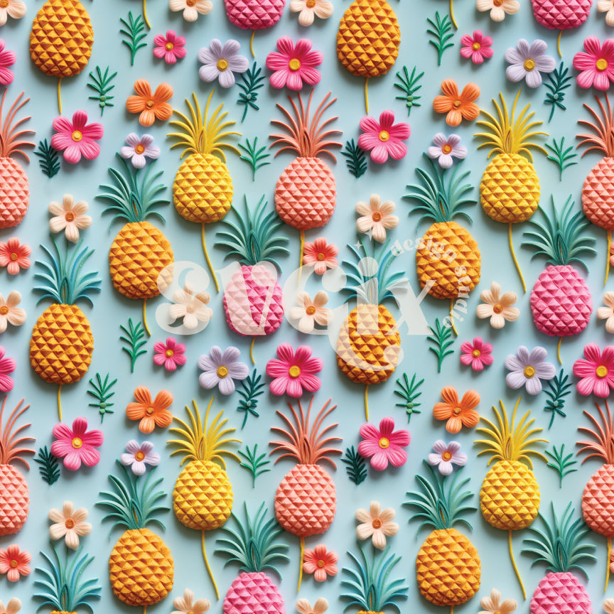 Summer Pineapples Seamless Pattern