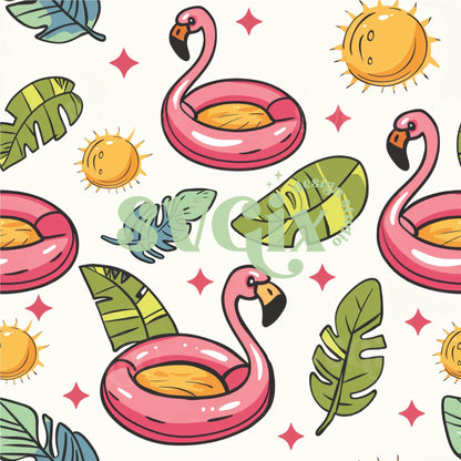 Summer Pink Flamingo Inflatable Floater Seamless Pattern