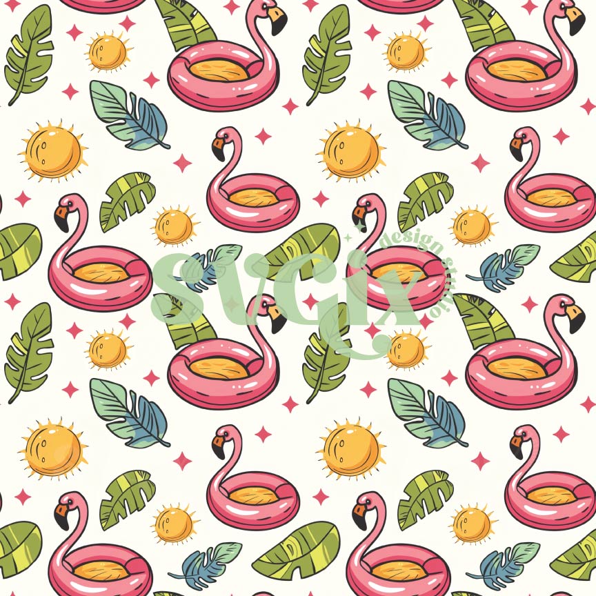 Summer Pink Flamingo Inflatable Floater Seamless Pattern