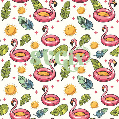 Summer Pink Flamingo Inflatable Floater Seamless Pattern