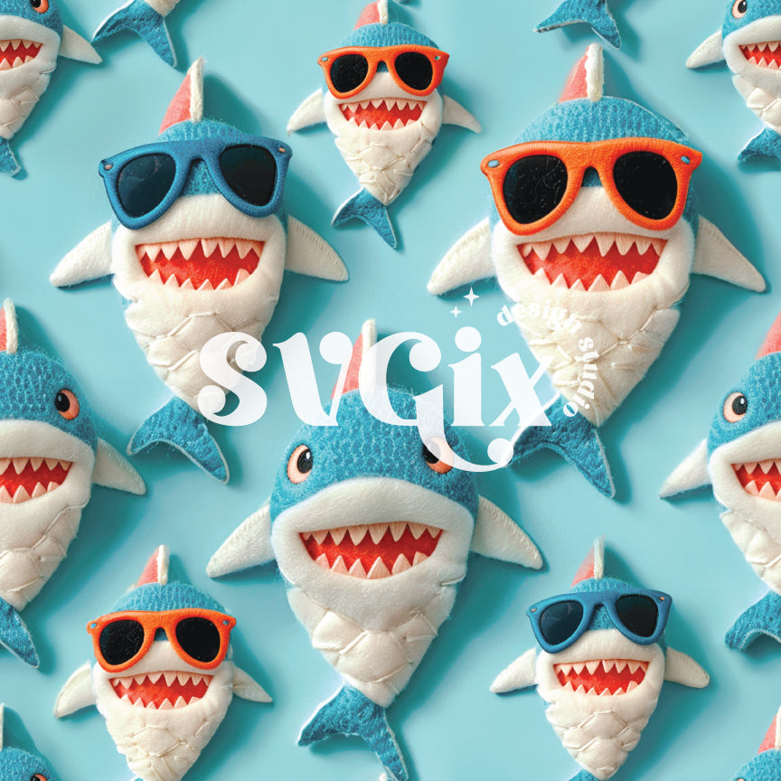 Summer Sharks Seamless Pattern