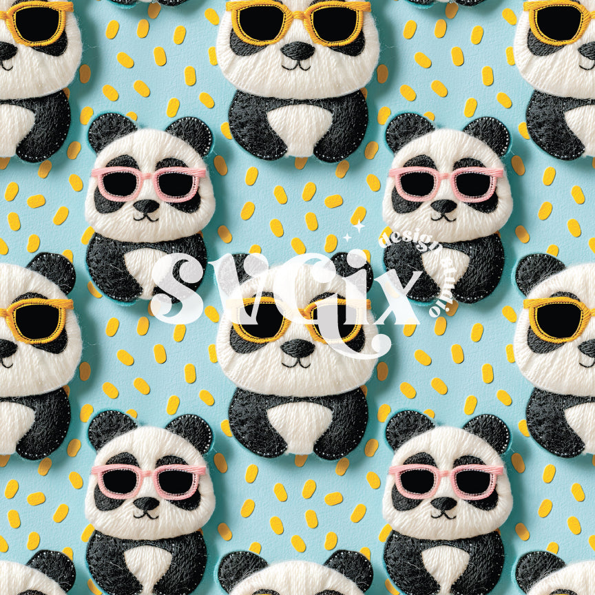 Summer Vibes Pandas Seamless Pattern