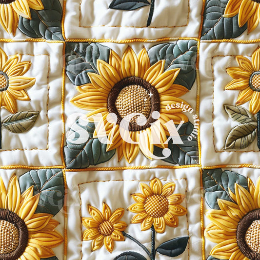 Sunflower Quilt Seamless Pattern