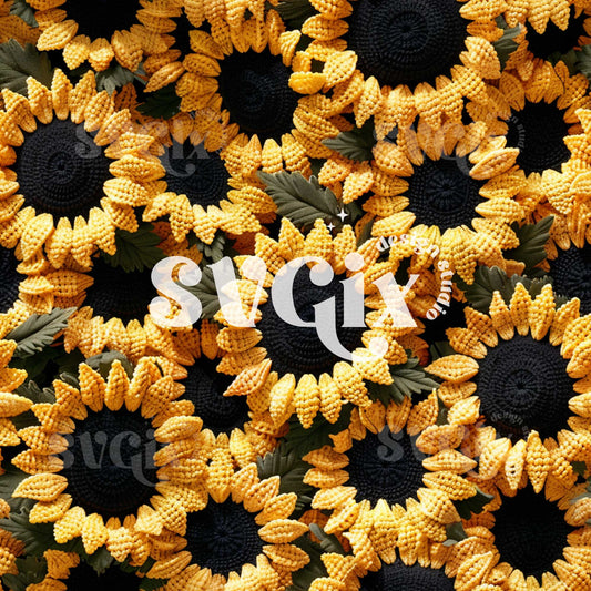 Sunflowers Crochet Seamless Pattern