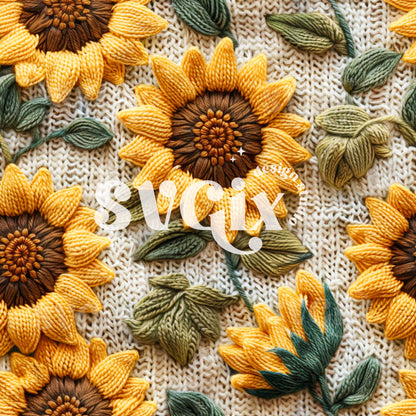 Sunflowers Knit Seamless Pattern