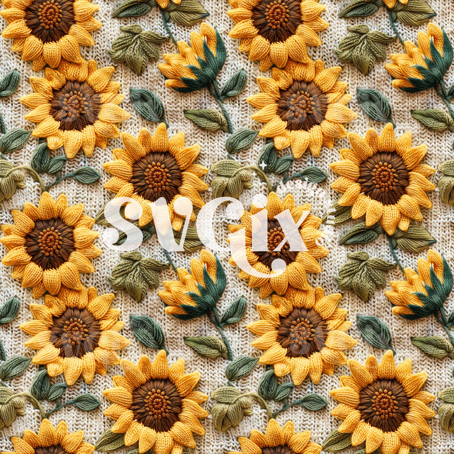 Sunflowers Knit Seamless Pattern