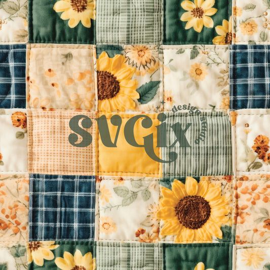 Sunflowers Patchwork Seamless Pattern