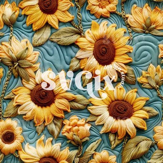 Sunny Stitches Sunflowers Seamless Pattern
