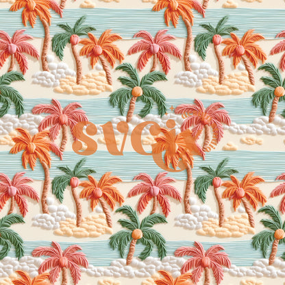 Sunset Palm Trees Seamless Pattern