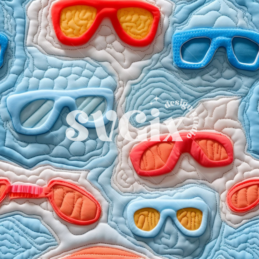 Swimming Goggles Embroidery Seamless Pattern