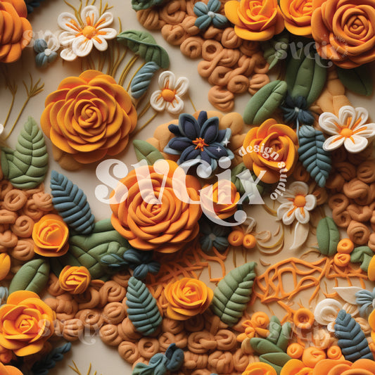 Thanksgiving Floral Seamless Pattern