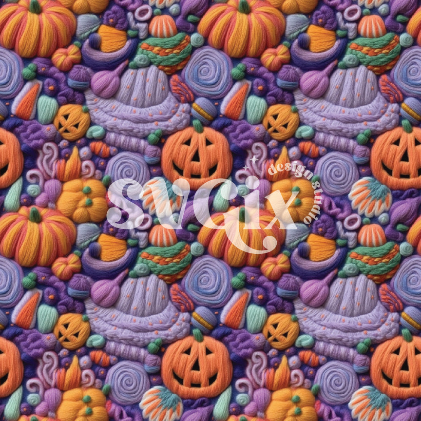 Treat or Trick Embroidery Seamless Pattern