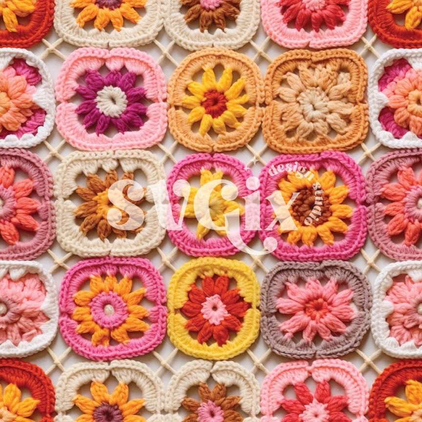 Tretro Crochet Squares Seamless Pattern