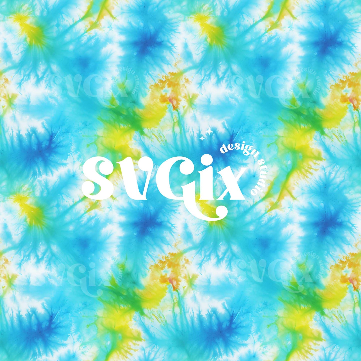 Turquoise Yellow Tie Dye Seamless Pattern