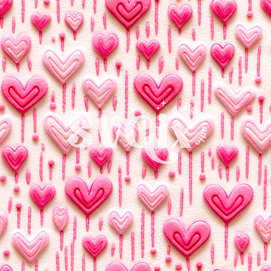 Valentines Hearts Embroidery Seamless Pattern